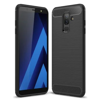 Калъф за Samsung Galaxy A6 Plus 2018 - Carbon Silicone - Черен