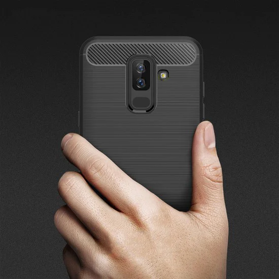 Калъф за Samsung Galaxy A6 Plus 2018 - Carbon Silicone - Черен