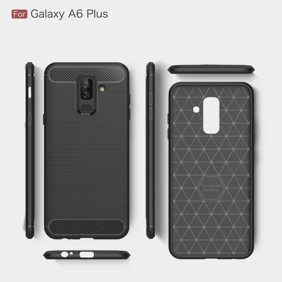 Калъф за Samsung Galaxy A6 Plus 2018 - Carbon Silicone - Черен