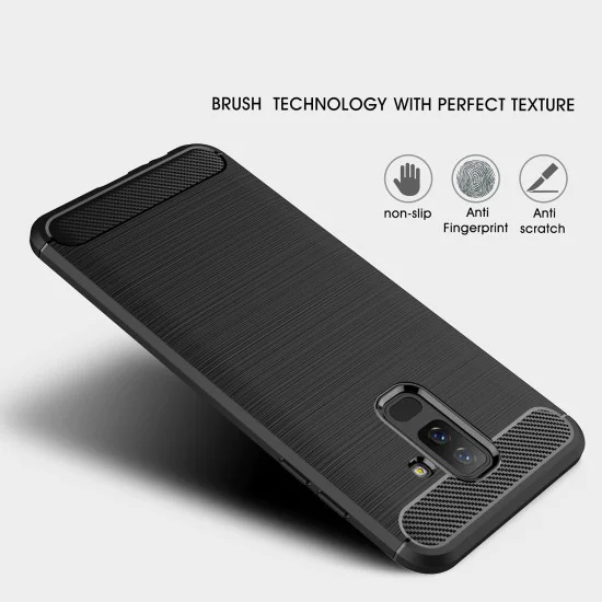 Калъф за Samsung Galaxy A6 Plus 2018 - Carbon Silicone - Черен