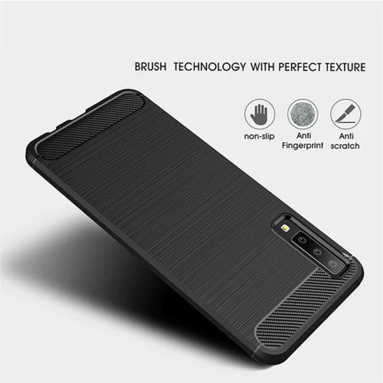 Калъф за Samsung Galaxy A7 2018 - Carbon Silicone - Черен