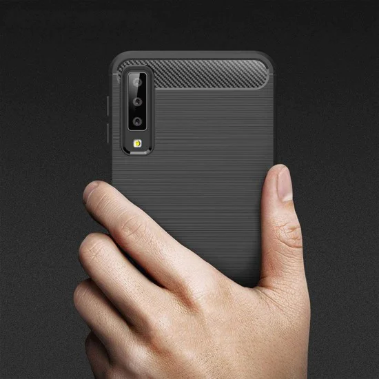 Калъф за Samsung Galaxy A7 2018 - Carbon Silicone - Черен