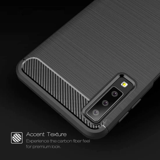 Калъф за Samsung Galaxy A7 2018 - Carbon Silicone - Черен