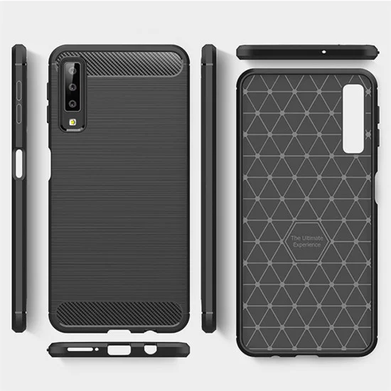 Калъф за Samsung Galaxy A7 2018 - Carbon Silicone - Черен
