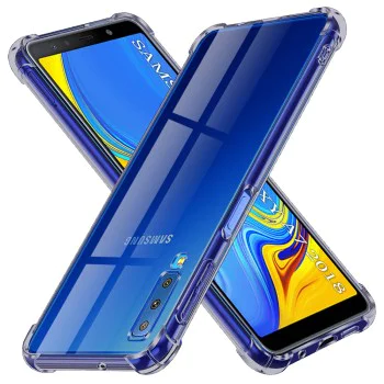 Калъф за Samsung Galaxy A7 2018 - Techsuit - Удароустойчив Clear Silicone - Опушено Черен