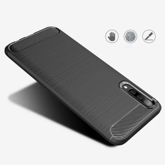Калъф за Samsung Galaxy A70 / A70s - Carbon Silicone - Черен