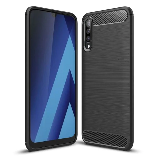 Калъф за Samsung Galaxy A70 / A70s - Carbon Silicone - Черен