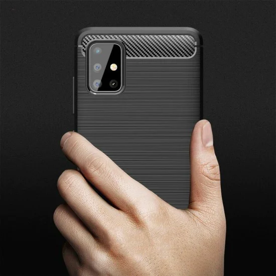 Калъф за Samsung Galaxy A71 4G - Carbon Silicone - Черен