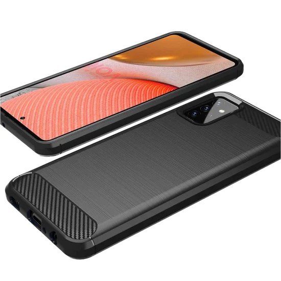 Калъф за Samsung Galaxy A72 4G / A72 5G - Carbon Silicone - Черен