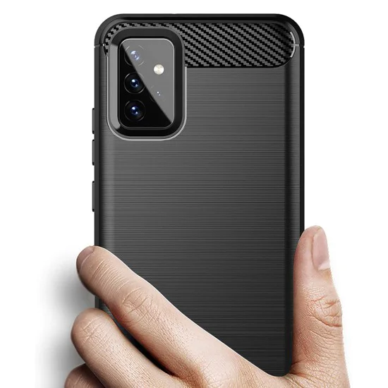 Калъф за Samsung Galaxy A72 4G / A72 5G - Carbon Silicone - Черен
