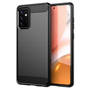 Калъф за Samsung Galaxy A72 4G / A72 5G - Carbon Silicone - Черен