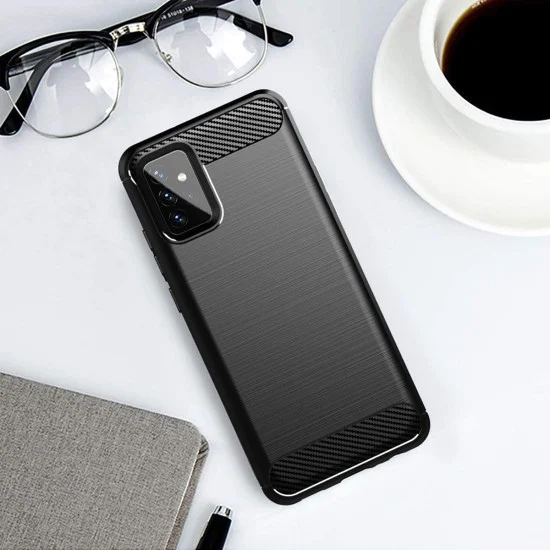 Калъф за Samsung Galaxy A72 4G / A72 5G - Carbon Silicone - Черен