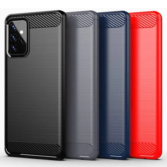 Калъф за Samsung Galaxy A72 4G / A72 5G - Carbon Silicone - Черен