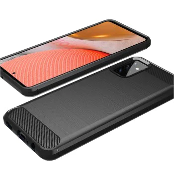 Калъф за Samsung Galaxy A72 4G / A72 5G - Carbon Silicone - Черен