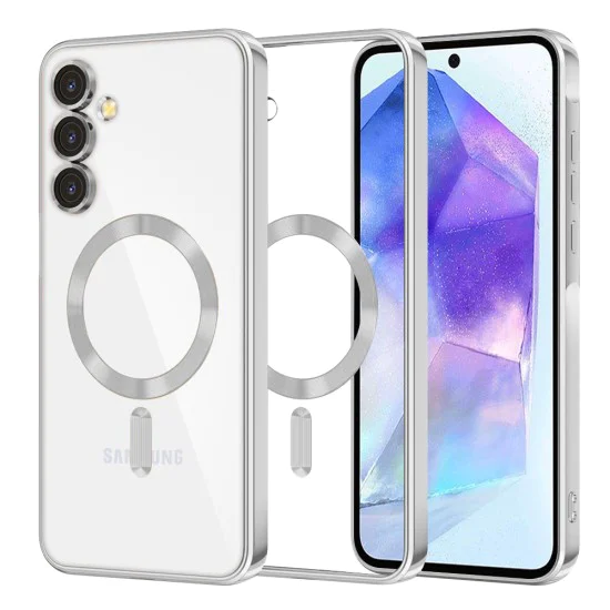 Калъф за Samsung Galaxy Galaxy A55 5G - Luxury Crystal MagSafe - Сребрист