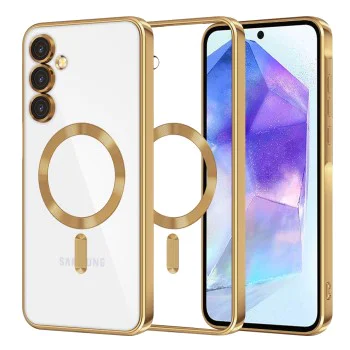 Калъф за Samsung Galaxy Galaxy A55 5G - Luxury Crystal MagSafe - Златен