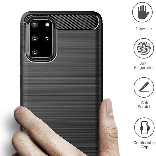 Калъф за Samsung Galaxy Galaxy S20 Plus 4G / S20 Plus 5G - Carbon Silicone - Черен