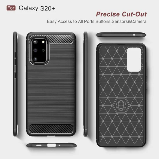 Калъф за Samsung Galaxy Galaxy S20 Plus 4G / S20 Plus 5G - Carbon Silicone - Черен