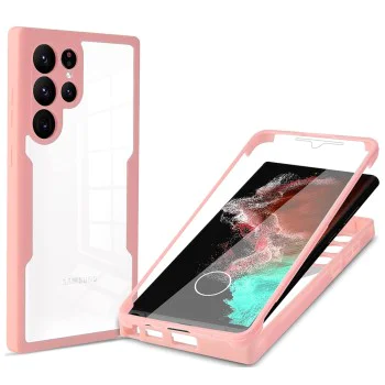 Калъф за Samsung Galaxy Galaxy S22 Ultra 5G + Cover - Techsuit - ColorVerse 360 ​​Series - Розов