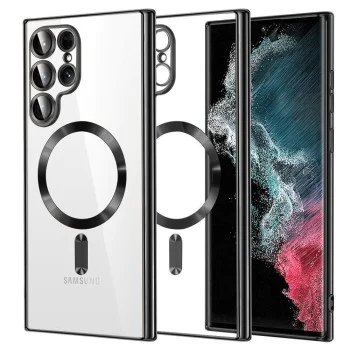 Калъф за Samsung Galaxy Galaxy S22 Ultra 5G - Luxury Crystal MagSafe - Черен