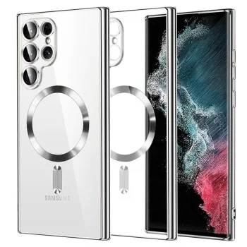Калъф за Samsung Galaxy Galaxy S22 Ultra 5G - Luxury Crystal MagSafe - Сребрист