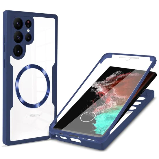 Калъф за Samsung Galaxy Galaxy S22 Ultra 5G + калъф - ColorVerse 360 ​​MagSafe MagSafe Series - син