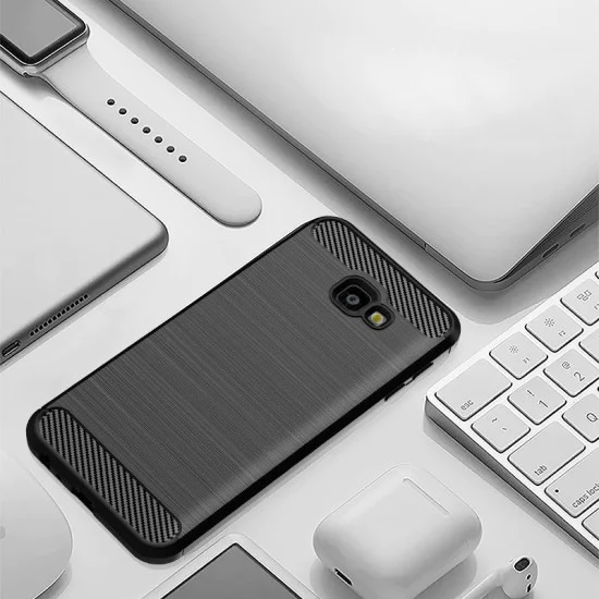 Калъф за Samsung Galaxy J4 Plus - Carbon Silicone - Черен