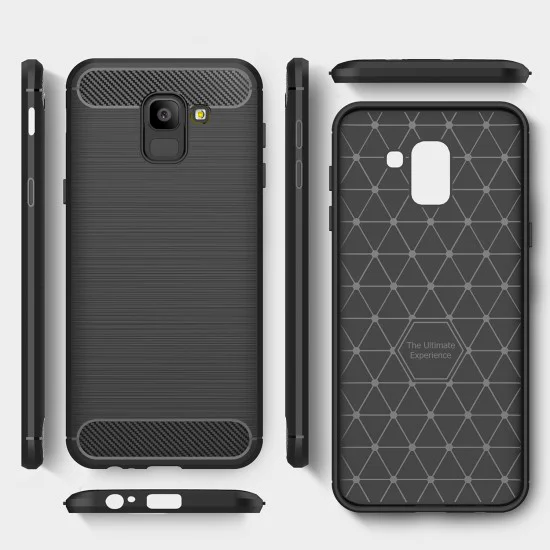 Калъф за Samsung Galaxy J6 2018 - Carbon Silicone - Черен