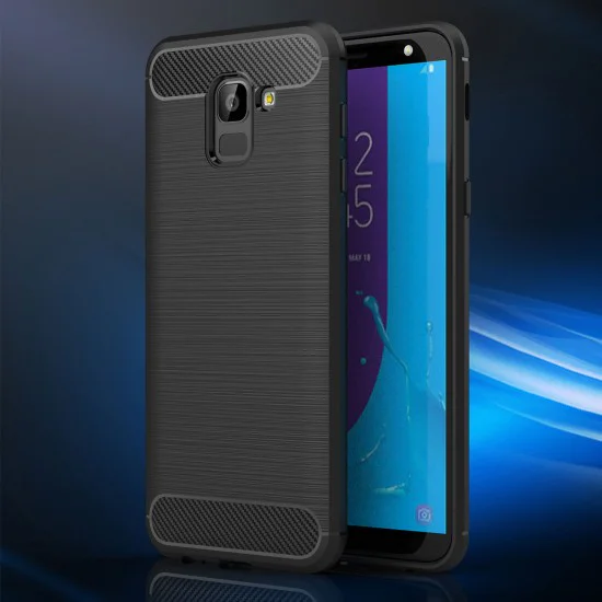 Калъф за Samsung Galaxy J6 2018 - Carbon Silicone - Черен