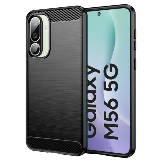 Калъф за Samsung Galaxy M56 - Techsuit - Carbon Silicone - Черен