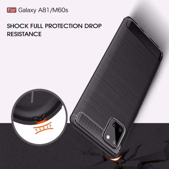 Калъф за Samsung Galaxy Note 10 Lite - Carbon Silicone - Черен