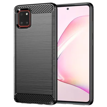 Калъф за Samsung Galaxy Note 10 Lite - Carbon Silicone - Черен