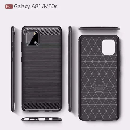 Калъф за Samsung Galaxy Note 10 Lite - Carbon Silicone - Черен