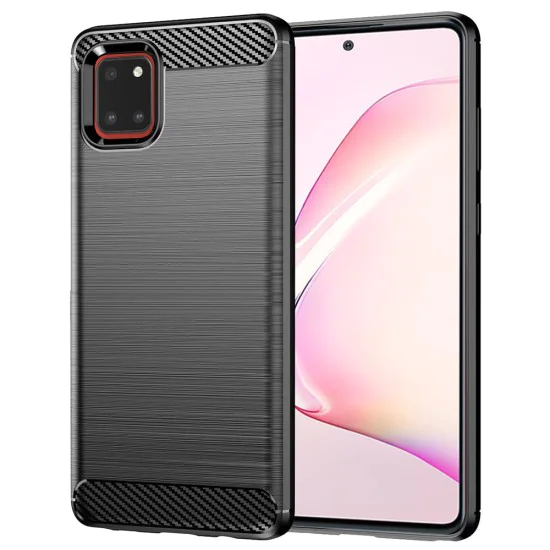 Калъф за Samsung Galaxy Note 10 Lite - Carbon Silicone - Черен
