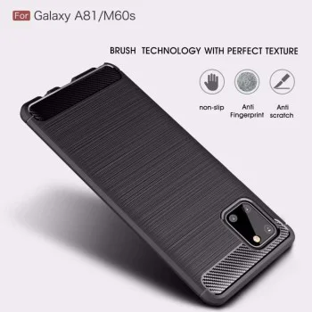 Калъф за Samsung Galaxy Note 10 Lite - Carbon Silicone - Черен