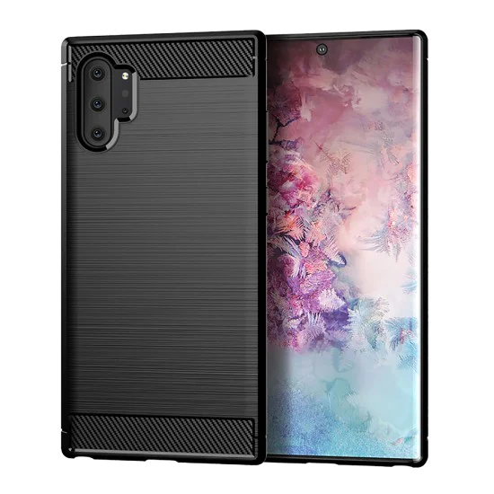 Калъф за Samsung Galaxy Note 10 Plus 4G / Note 10 Plus 5G - Carbon Silicone - Черен