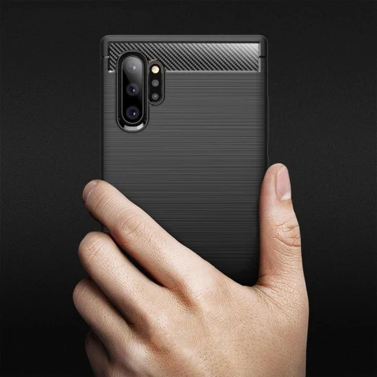 Калъф за Samsung Galaxy Note 10 Plus 4G / Note 10 Plus 5G - Carbon Silicone - Черен