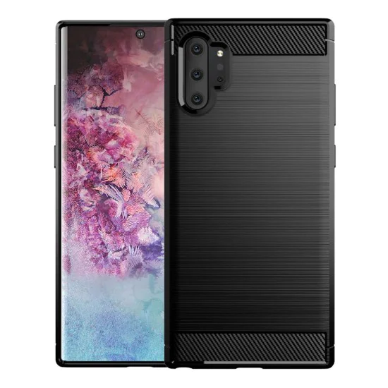 Калъф за Samsung Galaxy Note 10 Plus 4G / Note 10 Plus 5G - Carbon Silicone - Черен