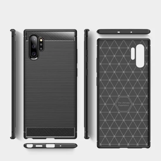Калъф за Samsung Galaxy Note 10 Plus 4G / Note 10 Plus 5G - Carbon Silicone - Черен