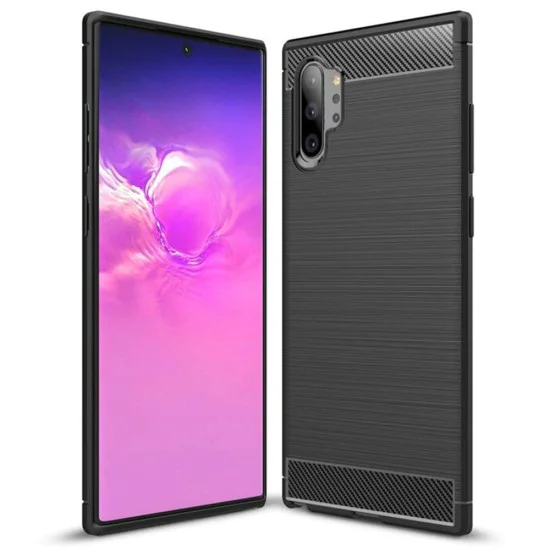 Калъф за Samsung Galaxy Note 10 Plus 4G / Note 10 Plus 5G - Carbon Silicone - Черен