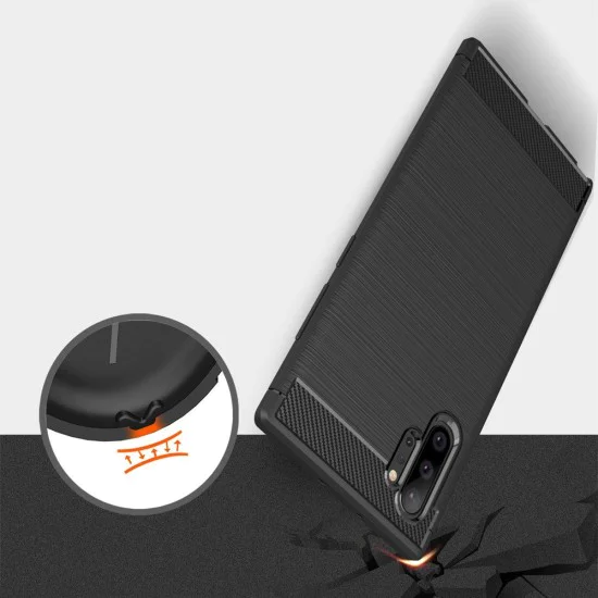 Калъф за Samsung Galaxy Note 10 Plus 4G / Note 10 Plus 5G - Carbon Silicone - Черен