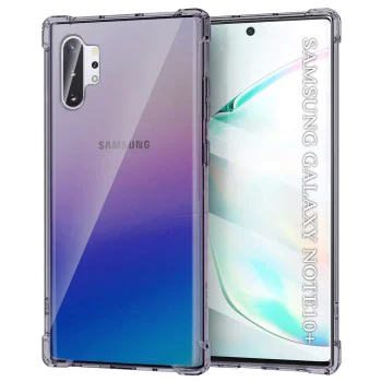Калъф за Samsung Galaxy Note 10 Plus 4G / Note 10 Plus 5G - Techsuit - Удароустойчив Clear Silicone - Опушено Черен