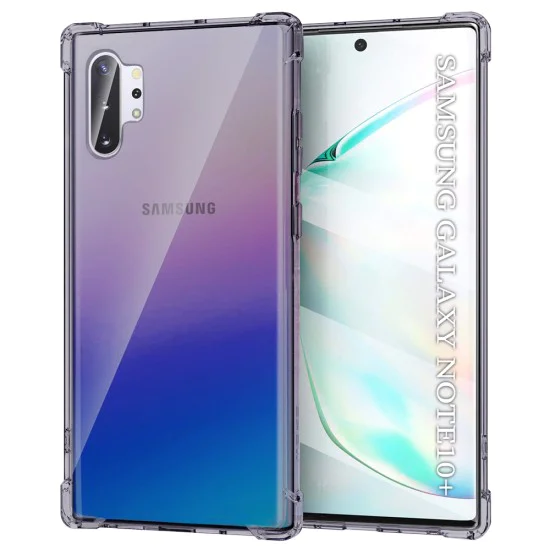 Калъф за Samsung Galaxy Note 10 Plus 4G / Note 10 Plus 5G - Techsuit - Удароустойчив Clear Silicone - Опушено Черен