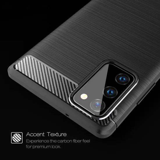 Калъф за Samsung Galaxy Note 20 / Note 20 5G - Carbon Silicone - Черен