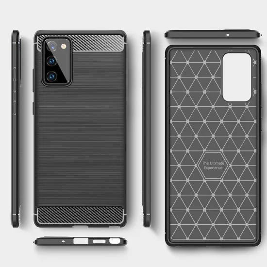 Калъф за Samsung Galaxy Note 20 / Note 20 5G - Carbon Silicone - Черен