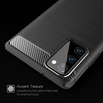 Калъф за Samsung Galaxy Note 20 / Note 20 5G - Carbon Silicone - Черен