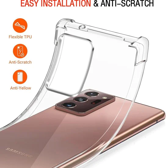 Калъф за Samsung Galaxy Note 20 Ultra 4G / Note 20 Ultra 5G - Удароустойчив Прозрачен Силиконов - Прозрачен