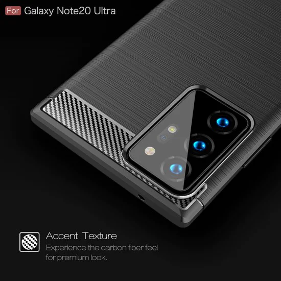 Калъф за Samsung Galaxy Note 20 Ultra / Note 20 Ultra 5G - Carbon Silicone - Черен