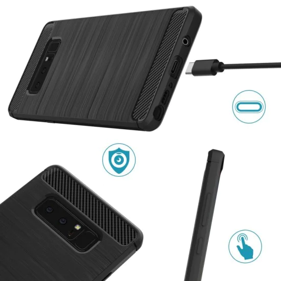 Калъф за Samsung Galaxy Note 8 - Carbon Silicone - Черен