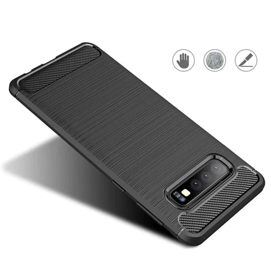 Калъф за Samsung Galaxy S10 - Carbon Silicone - Черен